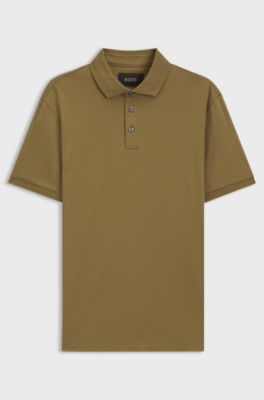 Mercerised-cotton polo shirt, Gold