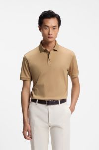 Mercerised-cotton polo shirt, Beige