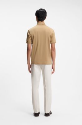 Mercerised-cotton polo shirt, Beige