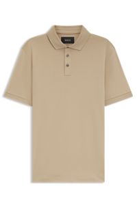 Regular-fit polo shirt in mercerised Italian cotton, Light Beige