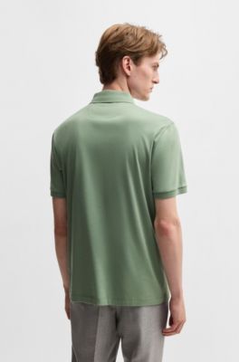 Regular-fit polo shirt in mercerised Italian cotton, Light Green