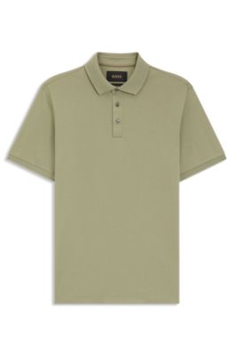 Regular-Fit Poloshirt aus merzerisierter italienischer Baumwolle, Khaki