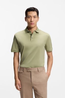 Polo regular fit de algod&oacute;n italiano mercerizado, Caqui