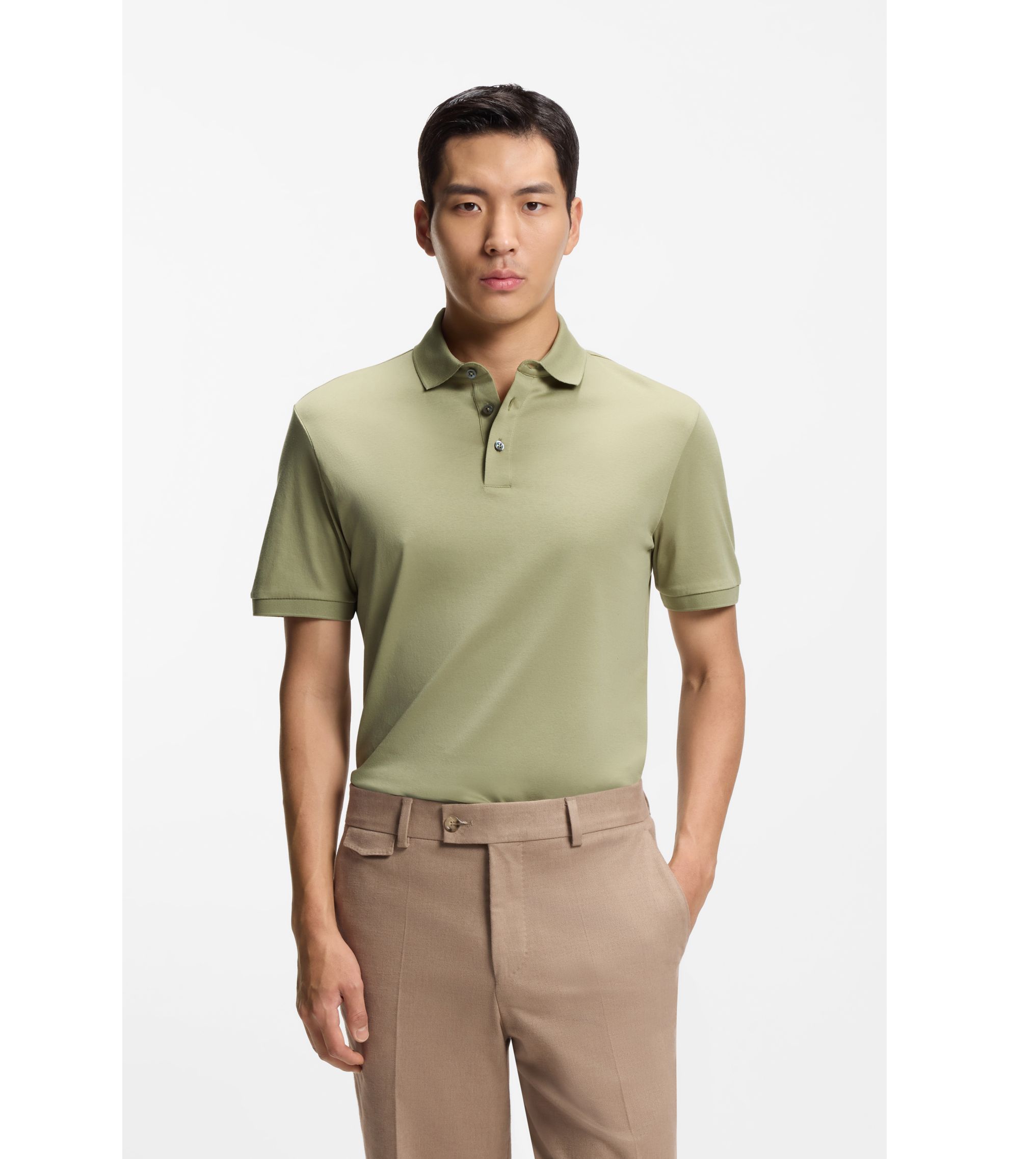 Regular-Fit Poloshirt aus merzerisierter italienischer Baumwolle