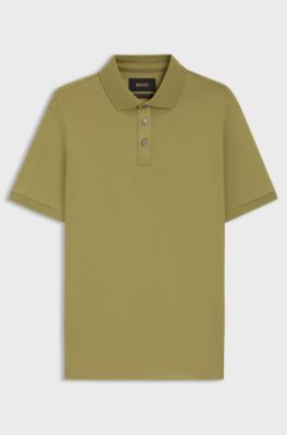 Mercerised cotton polo shirt with stand-up collar, Light Green