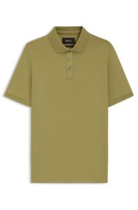 Regular-fit polo shirt in mercerised Italian cotton, Light Green