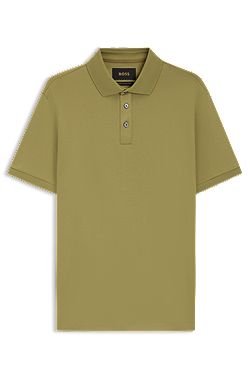 Mercerised cotton polo shirt with stand-up collar
