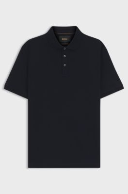 Polo regular fit de algod&oacute;n italiano mercerizado, Azul oscuro