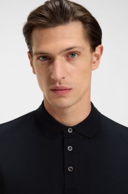 Regular-Fit Poloshirt aus merzerisierter italienischer Baumwolle, Dunkelblau