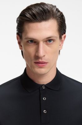 Polo shirt in mercerised cotton, Dark Blue