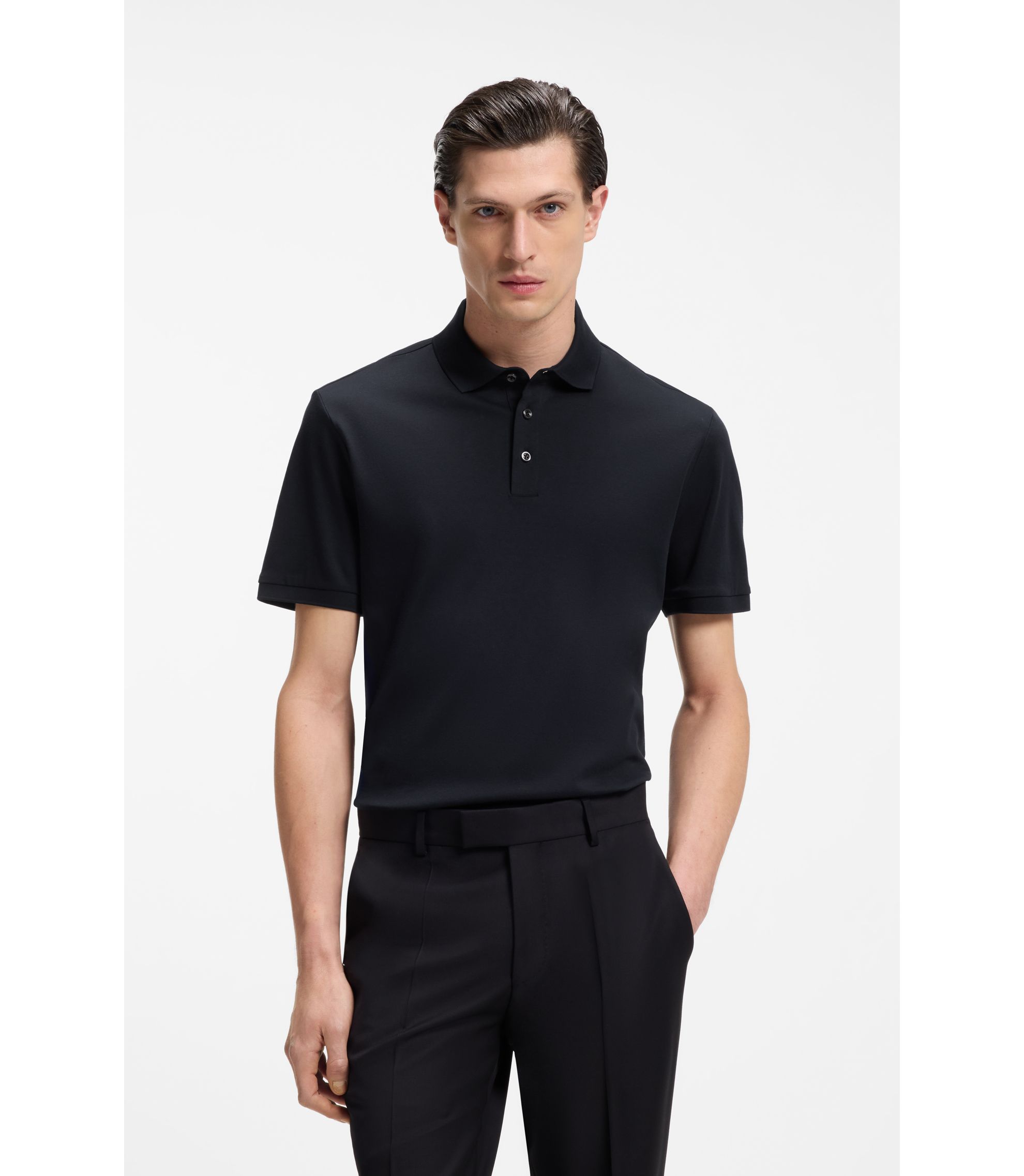 Regular-Fit Poloshirt aus merzerisierter italienischer Baumwolle