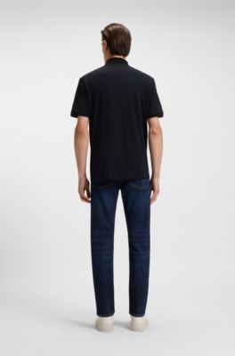 Regular-Fit Poloshirt aus merzerisierter italienischer Baumwolle, Dunkelblau