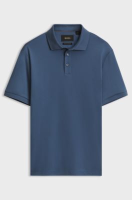 Mercerised-cotton polo shirt, Blue