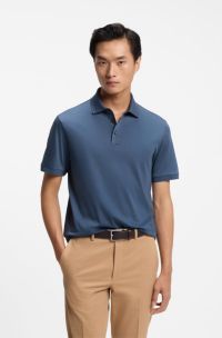 Mercerised-cotton polo shirt, Blue