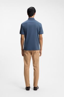 Mercerised-cotton polo shirt, Blue
