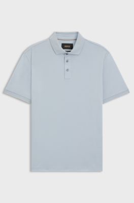 Regular-fit polo shirt in mercerised Italian cotton, Light Blue