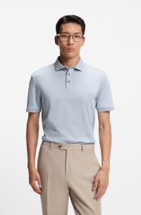 Regular-fit polo shirt in mercerised Italian cotton, Light Blue