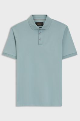 Polo regular fit in cotone mercerizzato italiano, Celeste