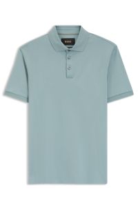 Regular-fit polo shirt in mercerised Italian cotton, Light Blue