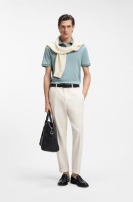 Regular-fit polo shirt in mercerised Italian cotton, Light Blue