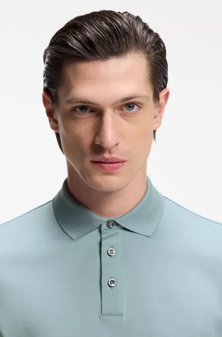 Regular-fit polo shirt in mercerised Italian cotton