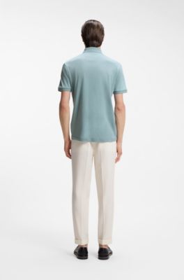 Regular-fit polo shirt in mercerised Italian cotton, Light Blue