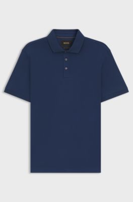 Mercerised-cotton polo shirt, Dark Blue