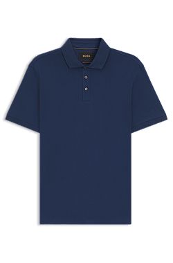 Mercerised cotton polo shirt with stand-up collar