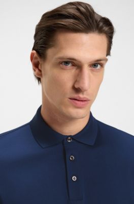 Polo regular fit in cotone mercerizzato italiano, Blu scuro