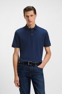 Regular-Fit Poloshirt aus merzerisierter italienischer Baumwolle, Dunkelblau