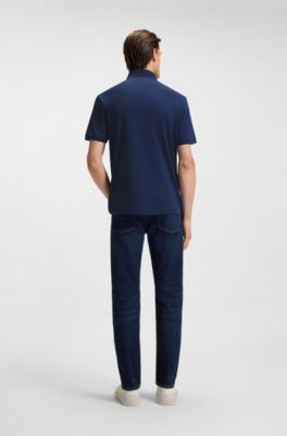 Polo regular fit in cotone mercerizzato italiano, Blu scuro