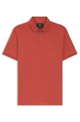 Regular-fit polo shirt in mercerised Italian cotton, Dark Orange