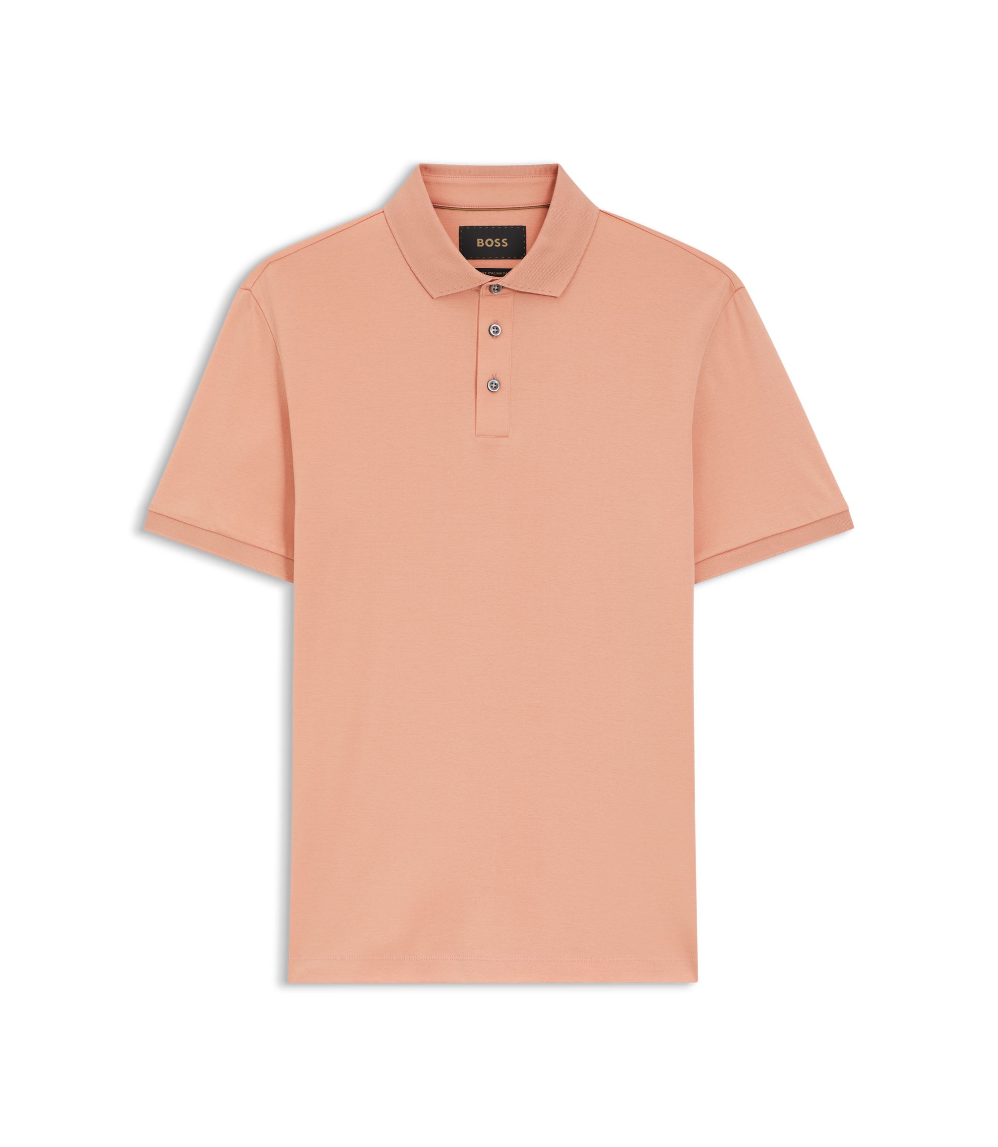BOSS - Mercerised cotton polo shirt with stand-up collar - Orange