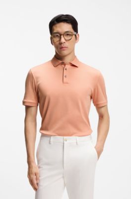 Regular-fit polo shirt in mercerised Italian cotton, Orange