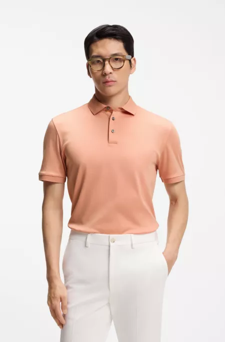Regular-fit polo shirt in mercerised Italian cotton
