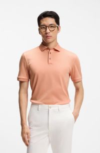 Regular-fit polo shirt in mercerised Italian cotton, Orange