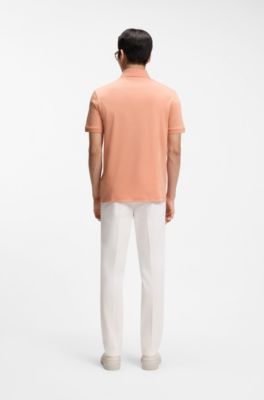 Regular-fit polo shirt in mercerised Italian cotton, Orange
