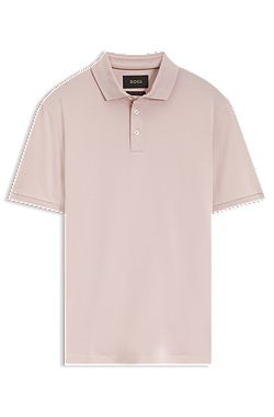 Mercerised cotton polo shirt with stand-up collar