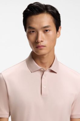 Mercerised-cotton polo shirt, Light Pink