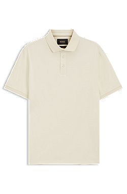 Mercerised cotton polo shirt with stand-up collar