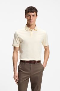 Polo en coton merceris&eacute;, Jaune clair
