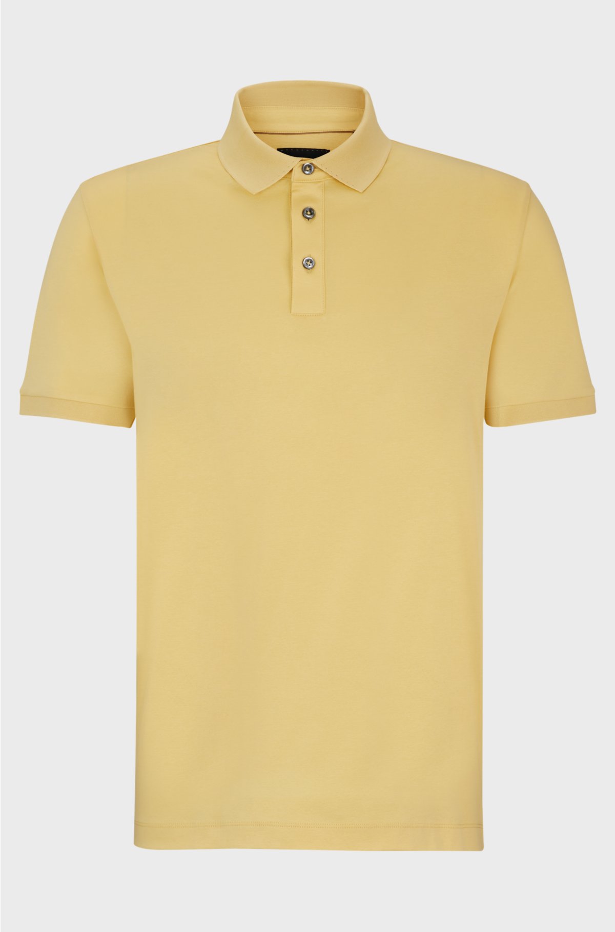 Regular-fit polo shirt in mercerised Italian cotton, Light Yellow