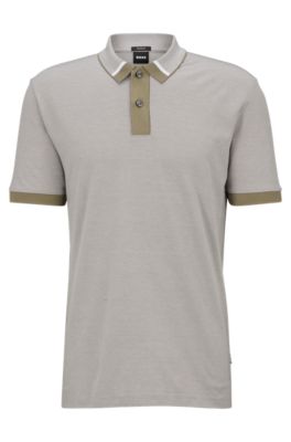 Hugo Boss Regular-fit Polo Shirt With Two-tone Micro Pattern In Light Green