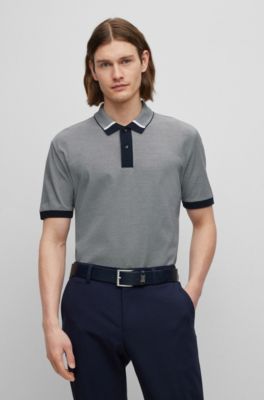 BOSS Regularfit polo shirt with twotone micro pattern