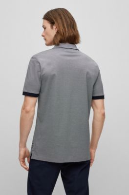 BOSS Regularfit polo shirt with twotone micro pattern
