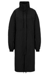 Water-repellent parka jacket with large rear logo, Black