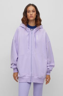 HUGO - Cotton-terry zip-up hoodie with marker-inspired logo