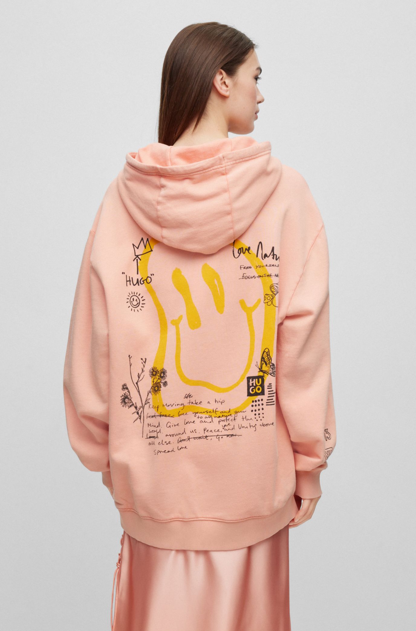 Pink hugo shop boss hoodie