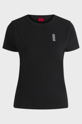 Pure-cotton T-shirt with marker-inspired logo, Black