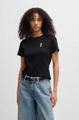 Pure-cotton T-shirt with marker-inspired logo, Black